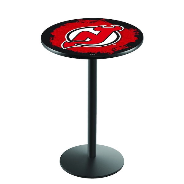 42" Blk Wrinkle New Jersey Devils Pub Table